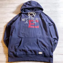 【希少ヴィンテージ】AMERICAN EAGLE OUTFITTERS HOODIE アメリカンイーグル ネイビー 紺 NEW YORK DEPT グラフィックプリント ロゴ プルオーバーパーカー フーディー 古着 #260058