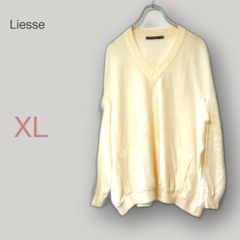 ◆リエス メルローズ【XL】Vネックニット オーバーサイズ アイボリー 毛混素材 ゆったりシルエット レディース