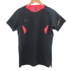 ミズノ MIZUNO モレリア ドライエアロフローフィールドシャツ サッカーウェア 半袖 ロゴ M ブラック レッド P2MAC002 /X