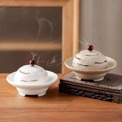 【新品・未使用】 セラミックレトロ香炉コイル香ホーム屋内ライン香ホルダークリエイティブ白檀バーナー禅茶道香炉装飾品