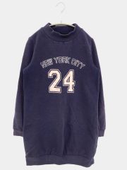 AZUL by MOUSSY アズールバイマウジー スウェット S ネイビー コットン 裏起毛 ストレッチ 前面プリント ブランドロゴ 長袖 レディース