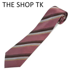 タケオキクチ THE SHOP TK ストライプ柄 シルク混 ネクタイ ボルドー系 レッド系 レジメンタル ギフト プレゼント 就活 無料ラッピング可能
