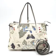 GUCCI（グッチ）クリスナイト フローラ 2WAYトートバッグ ショルダーバッグ フラワー 蝶 アイボリー系 キャンバス レザー 353440 525040【中古】