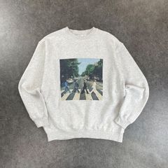名盤! THE BEATLES Abbey Road ザビートルズ アビイロード スウェット トレーナー グラフィック プリント グレー メンズ