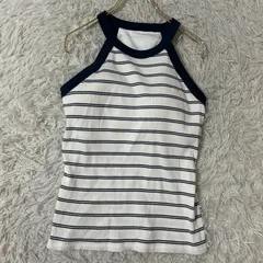 UNIQLO カップ付きボーダー柄タンクトップ ホワイト XL 重ね着 カジュアル