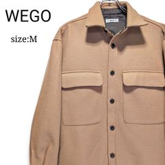 サッと羽織れる✨ WEGO ウィゴー メンズ ニットメルトンCPOジャケット メルトン風 CPOジャケット シャツジャケット シャツブルゾン M ベージュ キャメル ポリエステル100% 長袖 アウター ジャケット 秋冬 羽織り