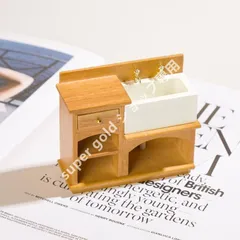 ドールハウス 1/12スケール ミニ 家具 モデル キッチン ジオラマ 天然木 洗面台