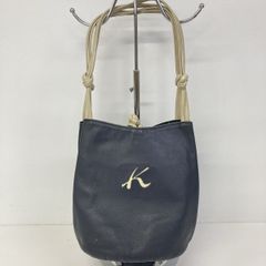 Kitamura/キタムラ ハンドバッグ/トートバッグ ネイビー×ベージュ Kロゴ 内側チェック柄 レディース[OM04353]