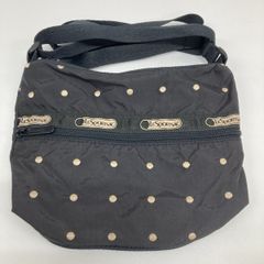 美品 LESPORTSAC レスポートサック ショルダーバッグ/斜め掛けバッグ ブラック ドット柄/水玉模様 ナイロン レディース[OK05965]