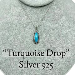 【鮮烈な青】 ターコイズ ドロップ Silver 925 刻印 Vintage Necklace Top シルバー ネックレストップ ペンダントトップ ※チェーンは付属しません