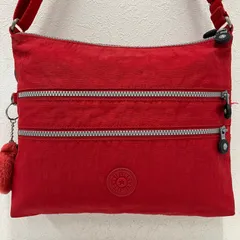 8045　Kipling キプリング　ショルダーバッグ　レッド　赤　チャーム付き　レディース　軽量