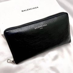 ◇極美品◇バレンシアガ ラウンドジップ長財布 ブラック×シルバー旧
