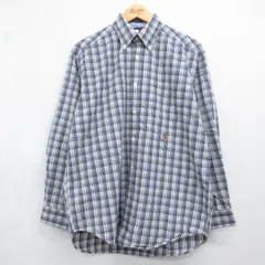 L/古着 トミーヒルフィガー TOMMY HILFIGER 長袖 ブランド シャツ メンズ 90年代 90s コットン ボタンダウン ブルー チェック 26sep14