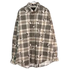 Knights of Round Table ボタンダウン チェックシャツ 総柄 カモ柄 ベージュ (メンズ XL) 中古 古着 Z1074