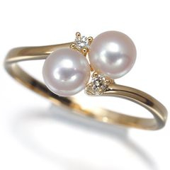 TASAKI タサキ リング パール 真珠 4.8mm ダイヤ ダイヤモンド 0.02ct 10.5号 K18YG #200651
