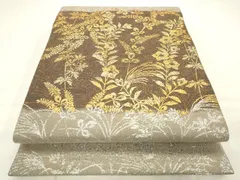 平和屋着物●西陣　織楽浅野　六通柄袋帯　草花文　金銀糸　正絹　逸品　AABM4660pf