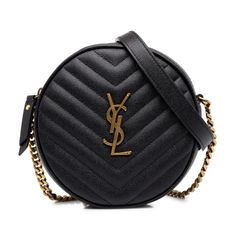 サンローラン YSLロゴ ヴィニル 斜め掛け チェーン ショルダーバッグ 610436 ブラック レザー レディース SAINT LAURENT【222-90785】
