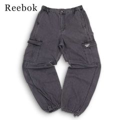 Reebok リーボック 通年★ ウォッシュ加工 ロゴ刺繍 ワイド カーゴ ジョガー デニム パンツ ジーンズ Sz.M メンズ