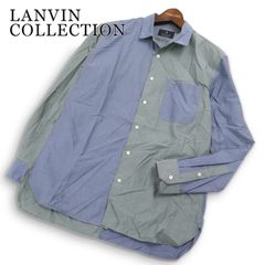 LANVIN COLLECTION ランバン コレクション 通年★ 長袖 切替 ロゴ刺繍 クレイジーパターン シャツ 日本製 Sz.M メンズ