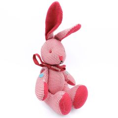 ワンダフルワールド カネコイサオ★レア！可愛いうさぎ ぬいぐるみコサージュ♪ギンガムチェック リボン ブローチ ピンクハウス系 赤系＊ ko123