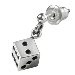 Binich(ビニッチ) ダイスドロップピアス スタッドピアス 片耳 シルバー925 シンプル 20G (1個売り) メンズ 片耳ピアス