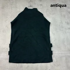 antiqua patterntorso パターントルソー アンティカ サイド ベルト ニット ベスト ジレ ハイネック タートルネック トップス レディース グリーン 緑 無地 オーバーサイズ ゆったり 重ね着 秋冬 ★ ◇■ ◆■