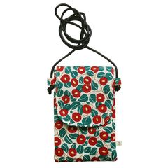 【新品】 京佑 スマホポシェット フタ付スマホポシェット 夢二 日本製 椿 約12×19×1cm 0