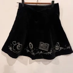 メゾピアノ コーデュロイスカート S(140) 黒 刺繍入り