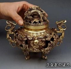 【美品・未使用新品】 香炉/竜/銅器/銅製品/置物/装飾品/工芸品/風水/財運グッズ