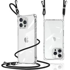 【新品】 iPhone 16 Pro Max 用 ケース ショルダー クリア アイフォン16Promax スマホケース 肩掛け 斜めかけ 縄掛けケース 透明 薄型 軽量 TPU 携帯ケース 紐付き 斜めがけ 織りストラップ付き 長さ調整可能 取り外し可能 落下