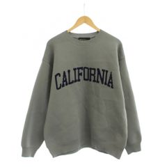 グリーンレーベルリラクシング ユナイテッドアローズ green label relaxing ジャガード編みガレッジニット スウェット トレーナー M グレー 英字刺繍 長袖 クルーネック /JP