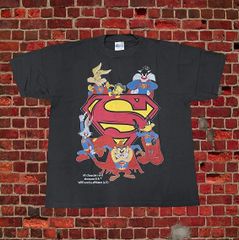 ルーニー テューンズ スーパーマン トムとジェリー Tシャツ トリプルコラボ バッグス・バニー 黒 XL