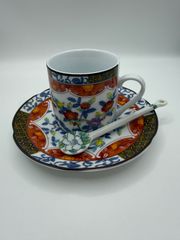 有田焼 彩窯 カップ＆ソーサー 陶器スプーン付 花鳥文 Arita Ware
