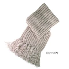 【定価￥22,000の85％OFF】BLANC VERT【ブランベール】【秋冬物】【正規取扱い】【レディース】アルパカ混ウールニットのフリンジマフラー・冬小物/ナチュラルベージュ【サイズ00】【イタリア製】