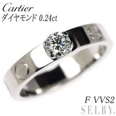 カルティエ K18WG ダイヤモンド リング 0.24 F VVS2 ミニラブ ソリテール 48号