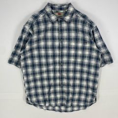 古着 リーバイス Levi's 半袖シャツ ポケット ショートスリーブ ワンポイントロゴ L  グレー系 チェック メンズ