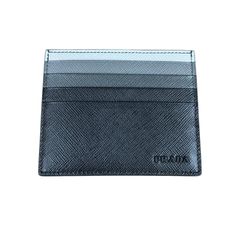 180053 現状品 PRADA プラダ カードケース ブラック、グレー サフィアーノ レザー メンズ