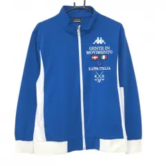 【美品】カッパ ジャケットブルゾン ライトブルー×白 国旗ワッペン ジャージ  メンズ LL ゴルフウェア Kappa