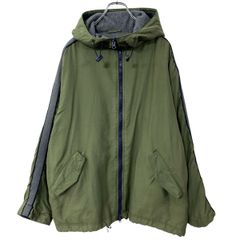 00s～ GAP ナイロンジャケット M オリーブ キャップ ジップアップ 00年代～ 裏地フリース ライン 切替 ドローコード 冬物 a809-6282