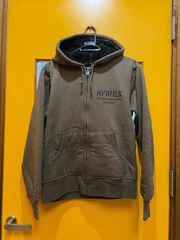 Y Y16-69 ◇ AVIREX U.S.A Mサイズ 裏ボア ジップアップパーカー カーキ プリント柄