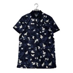 中古 メンズ ジェイリンドバーグ J.LINDEBERG 半袖ポロシャツ S 紺系 ネイビー系 総柄 ストレッチ