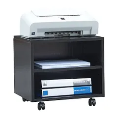 Vanlent プリンター台 キャスター付き プリンターラック プリンターワゴン プリンタコピー機 複合機 台 机下 収納 A3 A4ファイル対応 木製 (ブラック)