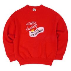 キャンベル Campbell 90s 90年代 刺繍 スウェット MADE IN USA アメリカ製 Fruit of the loom フルーツオブザルーム ヴィンテージ 古着 トレーナー レッド / 赤 M【中古】