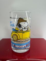 スヌーピー PEANUTS ヴィンテージ グラス 未使用保管品 当時物 レトロ 車柄 SNOOPY