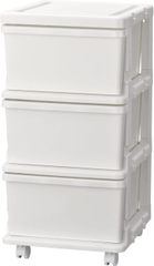【新着商品】JEJアステージ(JEJ Astage) SEEDS(シーズ) スリムチェスト プラスチック 3段 キャスター付き ホワイト SIU-3-WH