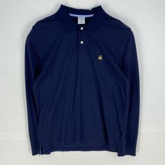 古着 ブルックスブラザーズ Brooks Brothers 鹿の子 長袖シャツ ワンポイント 刺繍ロゴ 1818 ポロシャツ L  ネイビー系 メンズ