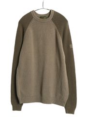 【クーポン配布中!】 00s ティンバーランド コットン ニット セーター メンズ M / オールド ベースボール タイプ クルーネック ワンポイント リブ編み ツートン
