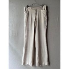 60s 70s USA vintage シルク ベルトレス フレア パンツ / アイボリー サイドアジャスター ビンテージ P6-08025-9255