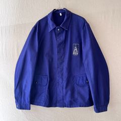 70s 80s Euro Vintage モールスキン ワーク ジャケット 48 ブルー カバーオール ユーロ ビンテージ O6-07014-9980