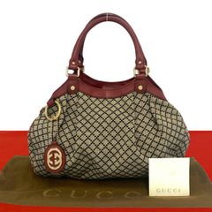 極 美品 GUCCI グッチ ジャッキー 金具 GG 柄 レザー 本革 キャンバス